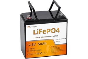 JTYXBTR LiFePO4 12V 50Ah Lithium-Batterie, 50A BMS, 5000+ Zyklen und 10 Jahre Lebensdauer Deep Cycle Lithium Akku, perfekt für Wohnmobil, Solarsystem, Wohnmobil, Fischerboot und Off Grid Anwendungen