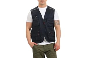 Mivaro Herren Safari-Weste mit vielen praktischen Taschen, funktionale Arbeitsweste, Outdoor-Weste