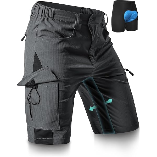 Cycorld MTB Hose Herren, Schnelltrocknend Mountainbike Hose Fahrradhose Radlerhose mit 4D Sitzpolster, Elastische Outdoor Sport Herren Shorts (Schwarz, M) Fashion