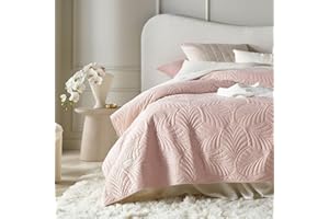 ROOM99 Feel Elegante Colcha en Color Rosa pálido 170 x 210 cm, versátil como Colcha para Cama o sofá, Ideal como Colcha de Terciopelo