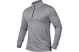 CARWORNIC Herren Langarmshirt Half Zip Sportshirt Laufshirt 1/4 Zip Pullover Leicht Atmungsaktiv Gym Jogging Trainingsshirt mit Stehkragen