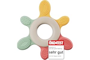 nip - Anello da dentizione | Sostenibile per bambini dai 3 mesi in su, realizzato con oltre il 65% di materie prime naturali. Massaggiare delicatamente gengive, lingua e dentini, rosso/verde