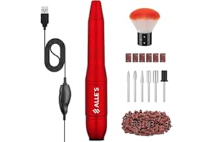 ALLE'S Fresa per Unghie Lime per Unghie Elettriche Portatili Compatte Efile 20000 RPM Manipolo Professional Manicure Pedicure Lime per Unghie Kit Trapano per Acrilico, Unghie in Gel e Uso Domestico,Red