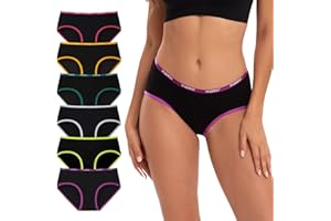 INNERSY Mutande Donna Cotone Slip a Vita Media Intimo Sportivo Culotte Comode Pacco da 6