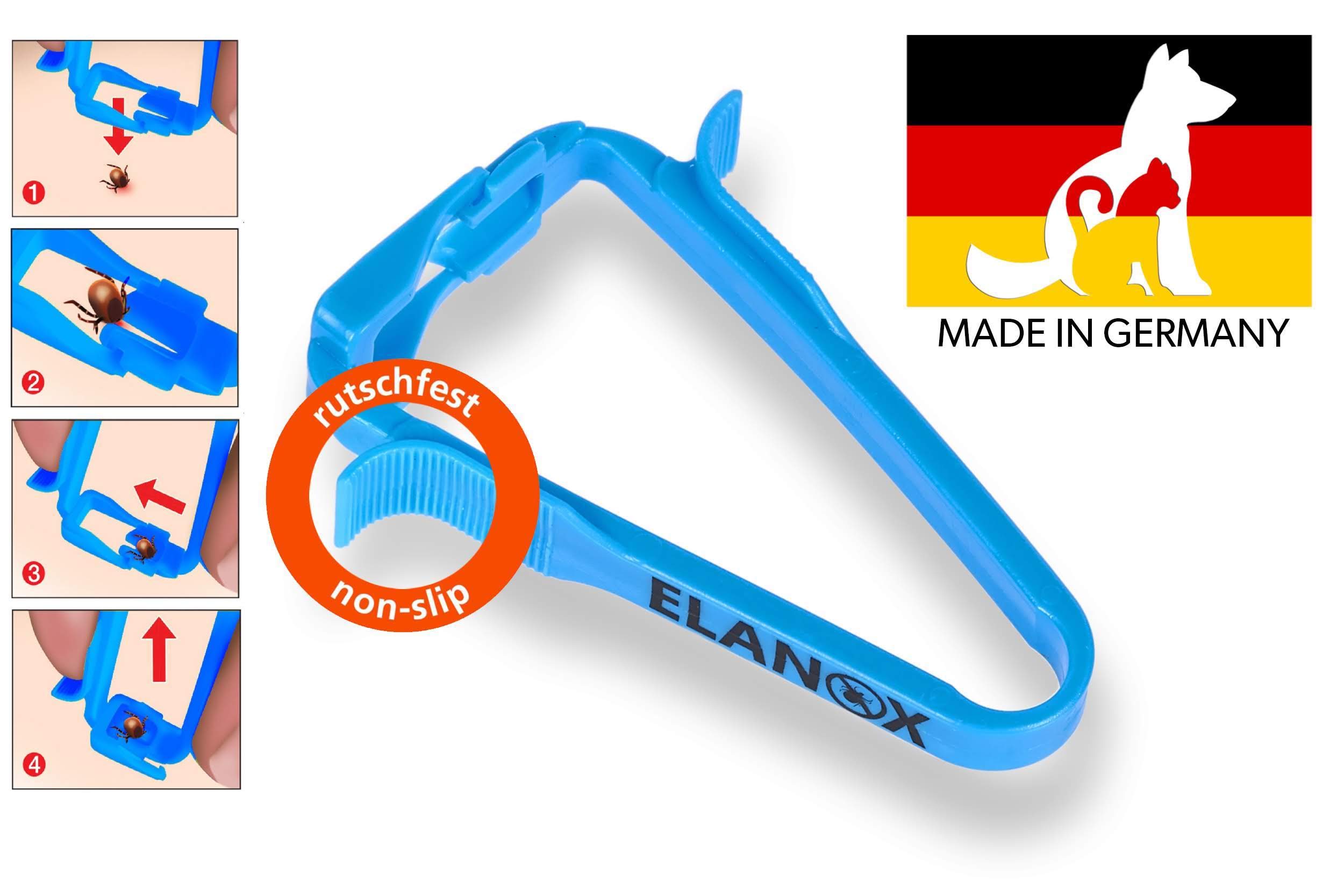 ELANOX pet Tick Remover tweezers with lifting funktion for dog cats and people made in Germany