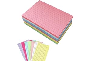KHAOP Flashcards 300 PCS Revision Cards 5 * 3 Inch 6 Color Coded Index Cards for Office School Study, Ruled Revision Supplies
