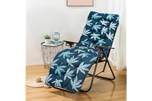 WildFun Lounger Cushion, Cushion for Garden Lounger 168 x 48 x 8 cm, Cushions for Deck Chair, Cushion for Sun Lounger, Cushion for Deck Chair, Green and Leaves