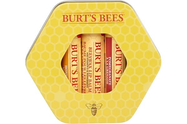 Burt's Bees Coffret Trois produits - 1 cire d’abeille 100 % naturel et vitamine E, 1 baume à lèvres au miel, 1 baume grenade