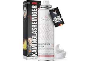 ONELIQIT® Kaminglasreiniger extra stark 300ml, Kaminscheibenreiniger mit Hochleistungs Aktivschaum Rezeptur für die effektive Beseitigung von hartnäckigen Verbrennungsrückständen
