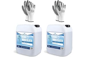 CHEMICA SOLUTIONS Acqua Bidistillata Pura per Uso Industriale e clinico 2 X 5 Litri, Distillata Due Volte, Demineralizzata, Made in Italy + 2 Paia Guanti Omaggio