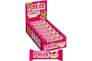 Perkier Cranberry, 18 Bars, Vegan, Gluten Free, Protein, High Fibre, Lower Sugar Snack, Natural Ingredients, Lower Calorie, Healthy, No Palm Oil, Carbon Neutral, Recyclable Packaging