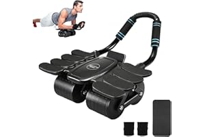 Clickinline Ab Roller, Abdominal Wheel Roller, 2.5M Automatic Rebound Exercise Wheel with Knee Mat, Home Fitness Sports for Core Trainer Rebound Elbow Support With Wrist guard