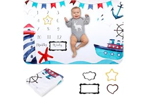 HALOVIE Coperta Mesi Neonato Tappeto Mesi per Maschio O Femmina Coperta Milestone in Flanella per Foto Sfondo Fotografia Neonato Regalo per Baby Shower 150 x 100 cm