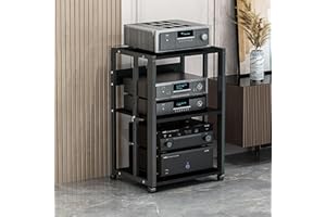 VALDOZA Rack Audio Mobile Con Ruote Universali, Av Tower Media Stand Supporto, 2/3/4/5 Livelli Armadio Audio HiFi Rack, Scaffale AV Per Rack HiFi Mobile, Per Soggiorno, Sala Teatro, Centro Intratte(Black,H69c