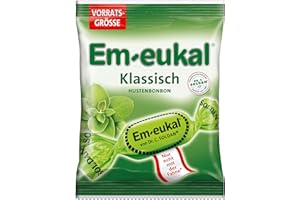 ‎EM-EUKAL Em-eukal Klassisch Hustenbonbon zuckerhaltig Großbeutel 150g – Der Klassiker mit Eukalyptusöl und Menthol sorgt für den ganz besonderen Geschmack – Höchste Premiumqualität (1 x 150g)