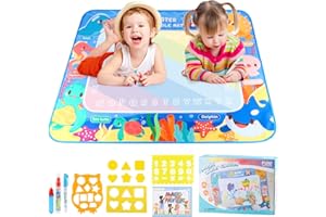 TALIFOCA Aqua Water Doodle Tapis 100 * 80cm, Tapis Dessin Enfant- Aqua Tapis de Dessin Magic Doodle Tapis de Peinture avec Stylo, pour Bébé avec Jeu D'outils de Peinture,Non salissant
