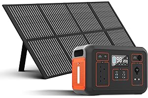 BESTYKS 1200W Portable Power Station,1132Wh Portable Electric Generator with 200W Solar Panel,2 AC Outlets,11 Ports,Power Station for Home,Camping,Travel，Emergency Power Backup (Orange+200W Panel)