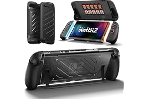 JSAUX Coque de Protection Séparée pour Switch 2, Cadre Central en TPU et Couvercle en PC, Prise Antidérapante Ergonomique, Rangement pour 10 Cartes de Jeu, Compatible avec Le Support – PC0114