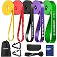 TOMSHOO 5 Packs Pull Up Assist Bands Set Resistance Loop Bands Powerlifting Exercise Stretch Bands with Door Anchor and Handles