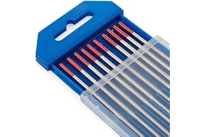 TEN-HIGH TIG Tungsten Electrodes, Thorium 2%, WT20(Red) Thorium Tungsten Electrode, 2.4mm x175mm 10pcs Pack.
