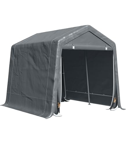 Garage Moto Esterno OUTSUNNY - 160x218x172 Cm, Tessuto PE, Grigio Scuro - Foto 7