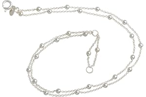 SILBERKETTEN-STORE Cavigliera con sfere a 2 file – 1,3 mm di diametro – argento 925, lunghezza a scelta da 23 cm – 30 cm