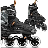 Movino Cruzer B2 Inline Skates with ABEC-9 Bearings, Large Wheels and Three-Stage Closure System: Buckle, Laces and Strap