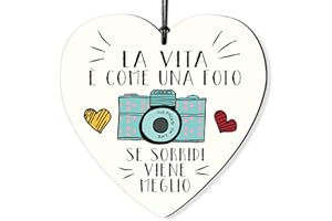 Dorothy Spring La Vita è Come Ina Photo Ispiratrice Cartello da Appendere a Forma di Cuore in Legno, Segno Decorativo Idea Regalo per Una Persona Speciale 10cm x10cm