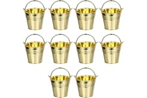 LATRAT Złote mini wiaderko na słodycze, wiadro, przekąski, półmisek, frytki, wiadro, Wielkanoc, imprezę, chrzest, słodycze, dekoracja stołu, z uchwytem do noszenia