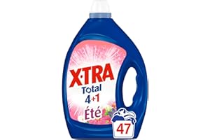 X•Tra Total - 47 lavages - Lessive liquide - 4 en 1 - Entretien du linge - Parfum été - Efficace dès 20°C - Propreté - Eclat - Fraîcheur - Engagé pour vous - Economique - Emballage recyclable