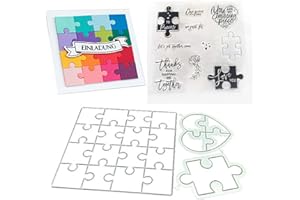 INSPUTOL Fustelle per puzzle, timbri per la fabbricazione di carte Stencil in acciaio al carbonio Die Words Timbri in silicone trasparente per la lavorazione della carta per album di scrapbooking fai-da-te