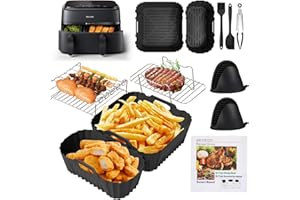 NVSEATY Akcesoria do frytkownicy na gorące powietrze do Philips Airfryer 3000/5000, seria Dual Basket 6L/3L, forma silikonowa do frytkownicy na gorące powietrze, akcesoria, ruszt do grilla, szczypce do