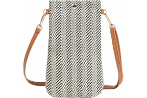 Siyecioa Sacs à Bandoulière Tissés en Paille pour Femmes, Sacs Décontractés pour Téléphone Portable