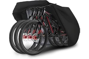 ZEPPHI Funda para Bicicleta Exterior para 3 Bicicletas, 210D Oxford Cubierta Protector Impermeable contra Lluvia UV Polvo Nieve para Montaña Carretera con Cinturón, 245x125x105 cm (Negro - para 3 Bicicletas)
