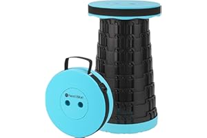 Trimming Shop Heavy Duty Foldable Collapsible Telescopic Stool, Portable & Adjustable Pop Up Stool Plastic Seat for Camping, Fishing, BBQ, Hiking, Indoor/Outdoor Use with Max Load 440lb - Blue