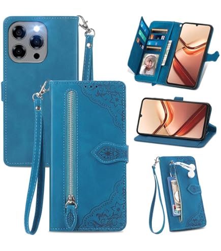 MOJIA Case For Doogee Note 58 / Note 58 Pro Case, Folio PU Leather Wallet Case [Magnetic Closure] TPU Inner Case, Stand Card Holder Cover, Blue - View #3