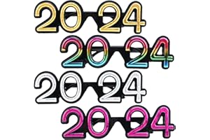 Falafoty 2024 Frohes Neues Jahr Brillen, 4PCS Neujahrsparty Brille Festgläser Foto Requisite für Kinder Erwachsene Kostümparty Silvester Partyzubehör Dekoration Kreativ Brillen Gastgeschenk