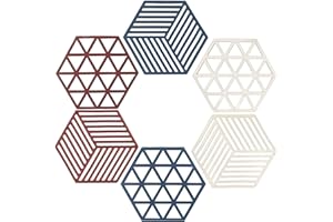 UBRAVE Silicone Table Mat and Trivet Set - Heat Resistant, Multi-Purpose, Non-Slip for Hot Dishes, Pots, Pans - Spoon Rest and Coasters for Kitchen Cooking & Dining - Set of 6