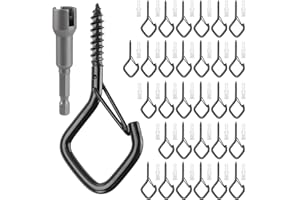 Muyohix 30 Pièces Crochet à Visser, Piton à Visser Crochet Muraux, Crochets de Plafond avec Boucle de Sécurité, Crochets à Vis en Acier Inoxydable pour Plantes, Mangeoires à Oiseaux, Lanternes(Noir)