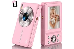 DPFIHRGO Macchina Fotografica Digitale con Scheda 32GB, 1080P Fotocamera Digitale 44MP Macchina Fotografica Compatta con Zoom Digitale 16X e 1 Batterie per Ragazzi, Ragazze e Adolescenti-Rosa