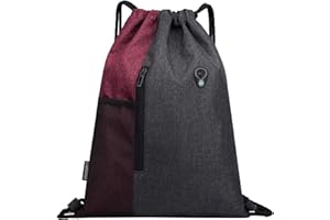 LIVACASA Turnbeutel Mit Reißverschluß Innentasche Sportbeutel Hipster Gym Bag Gefüttert Rucksack Mit Verstellbar Tunnelzug Turnsack Gymsack für Damen Herren