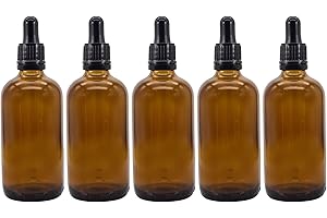 AVALON COSMETIC PACKAGING 100ml Amber Glass Dropper Bottles with Tamper Resistant Pipette - Set of 5 - Leak-Proof Aromatherapy and Skincare Containers - Elevate Your Aromatherapy and Skincare Routine!