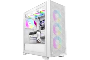 PCCOOLER C3D510 Case per PC, Case Gaming Mid Tower, 3 x 120mm ARGB PWM preinstallate Ventole, Pannello laterale in vetro temperato, Case ad alto flusso d'aria E-ATX/ATX/MATX/ITX, Bianco