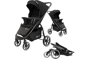 BERTICA® Kinderwagen buggy ab 6. Monat (bis 22 kg), zusammenklappbar, kinderkraft buggy mit 5-Punkt-Sicherheitsgurt, Einkaufskorb Liegefunktion, Reise-Kinderwagen, Mückennetz