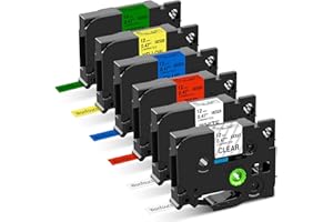 Wonfoucs Compatible Brother Label Printer Tape 12mm for Brother TZe-231 TZe-131 TZe-431 TZe-531 TZe-631 TZe-731 Brother Label Tape 12mm x 8m for Brother P-Touch P300BT D210VP H101C H110 H105 H107B