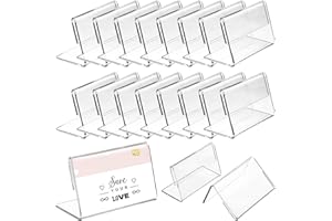 ULTECHNOVO Transparent L Shape Acrylic Sign Holder for Tabletop Display Clear Card Stands for Display Table Top Food Label Acrylic Compact 2.36X1.69X1.02 Inches