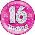OAKTREE UK 633179 6" Jumbo Badge 16 Today Pink Holographic Dot