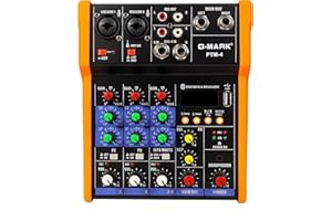 G-MARK Analog Mixer Audio 4 Channel DJ Audio Mixer Bluetooth Studio Karaoke For PC Live Performance KTV Home Stage Music Effects Sound Card Protable Mixing Console