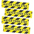 Forsun 4 Pieces 6 by 24 Inches Watch Your Step Warning Sticker Adhesive Tape Anti Slip Abrasive Tape for Workplace Safety Wet Floor Caution