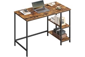 VASAGLE Computer Desk, Office Desk, 100 x 50 x 76 cm, Industrial Style, for Study, Bedroom, Living Room, Rustic Brown and Ink Black LWD046B01